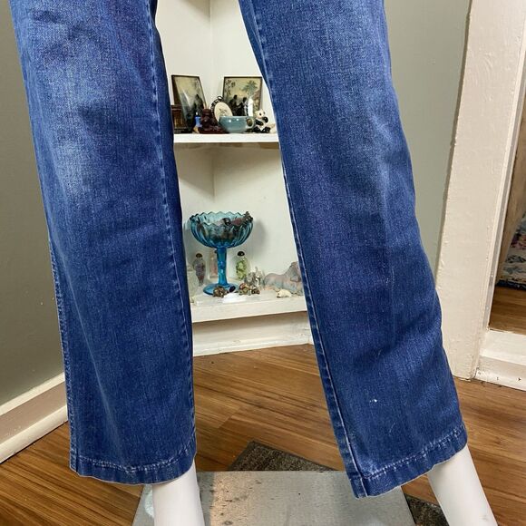 Vintage 70s City Girl Straight Leg Embroidered Bicycle Bike Jeans High Waist 26" - Picture 5 of 15